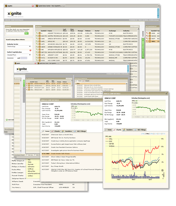 Xignite Demo Center - Fully Integrated Applications